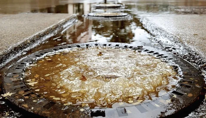 Blocked sewer and overflowing drains