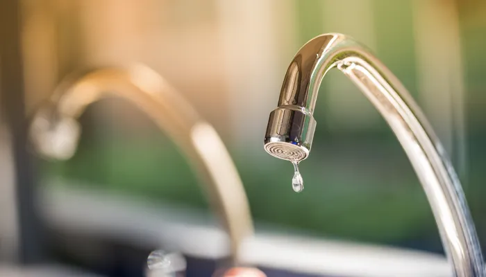 A steady drip, or water leaking under the sink